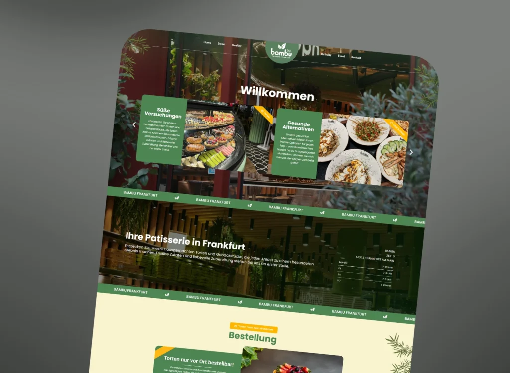 Bambu Webseite mit dunklem Gradient hintergrund